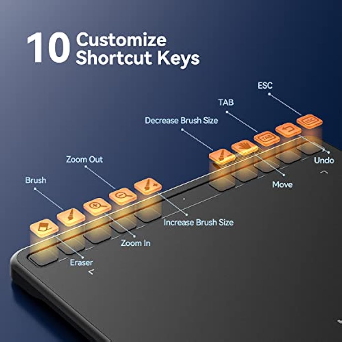 Drawing Tablet, Portable Graphics Tablet with Battery-Free Stylus and 10 Shortcut Keys, 8192 Pressure Sensitivity Digital Graphics Drawing Pad for Windows/Mac/Linux/Android/Chrome OS/OSU
