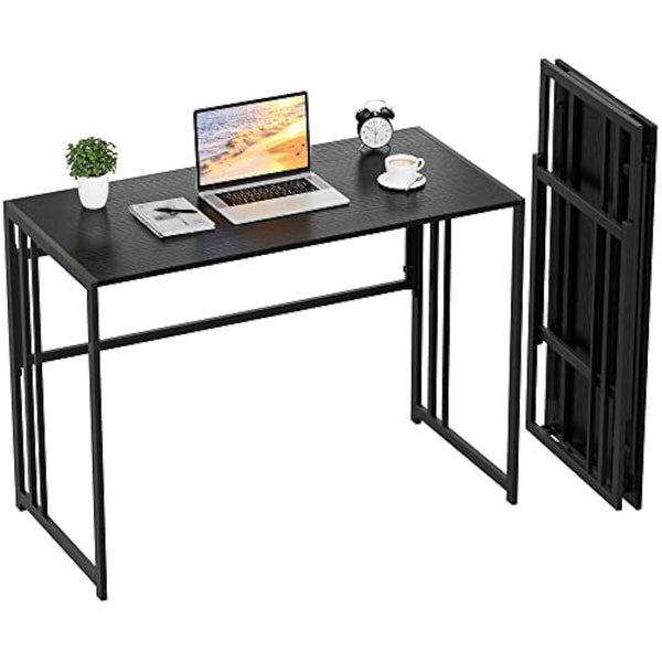 Ulifance Folding Computer Desk for Home Office No-Assembly Writing Desk (Black)