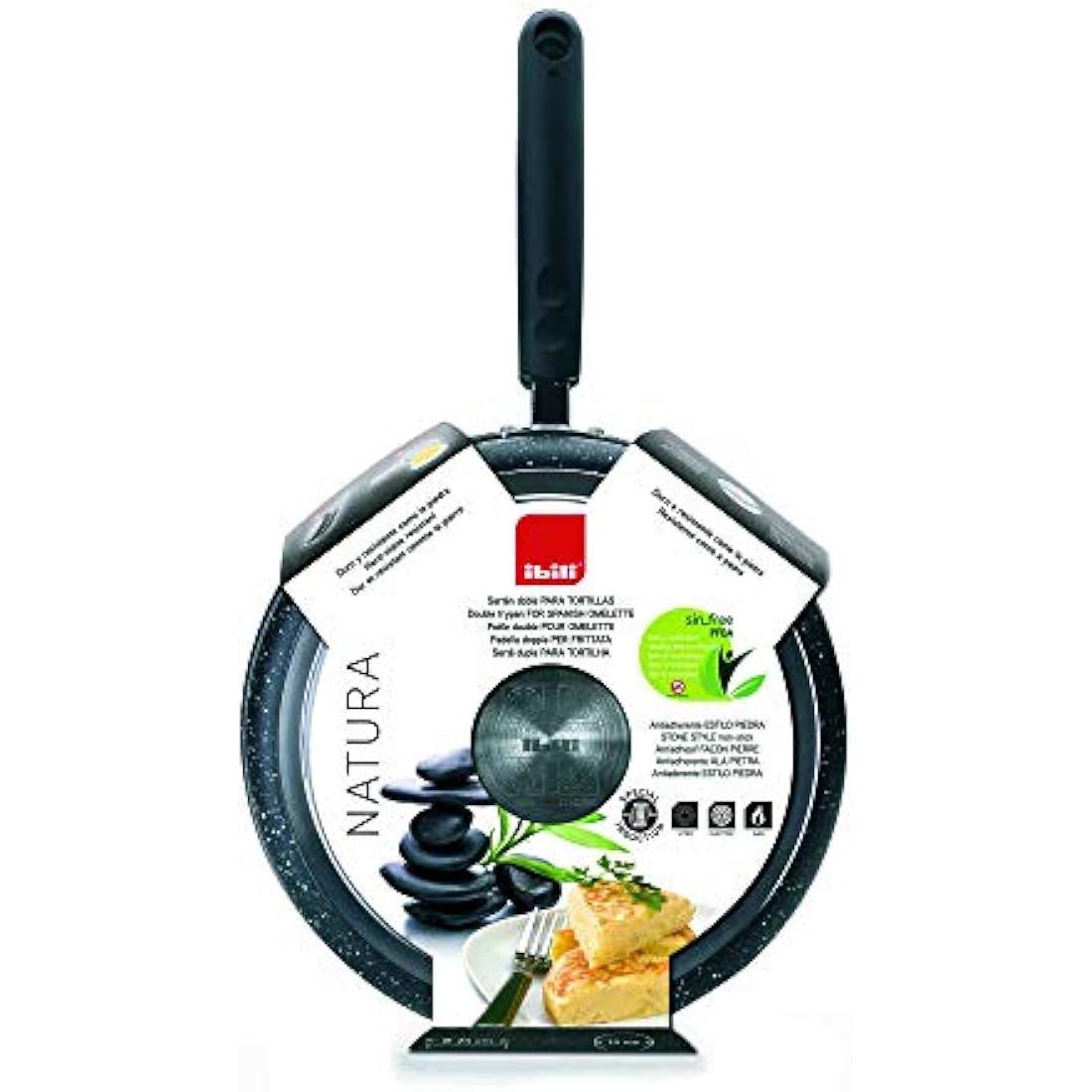 IBILI Natura Potato Omelette Pan, 20 cm, Aluminium, Stone-Style Non-Stick Coating, Suitable for Induction Hobs