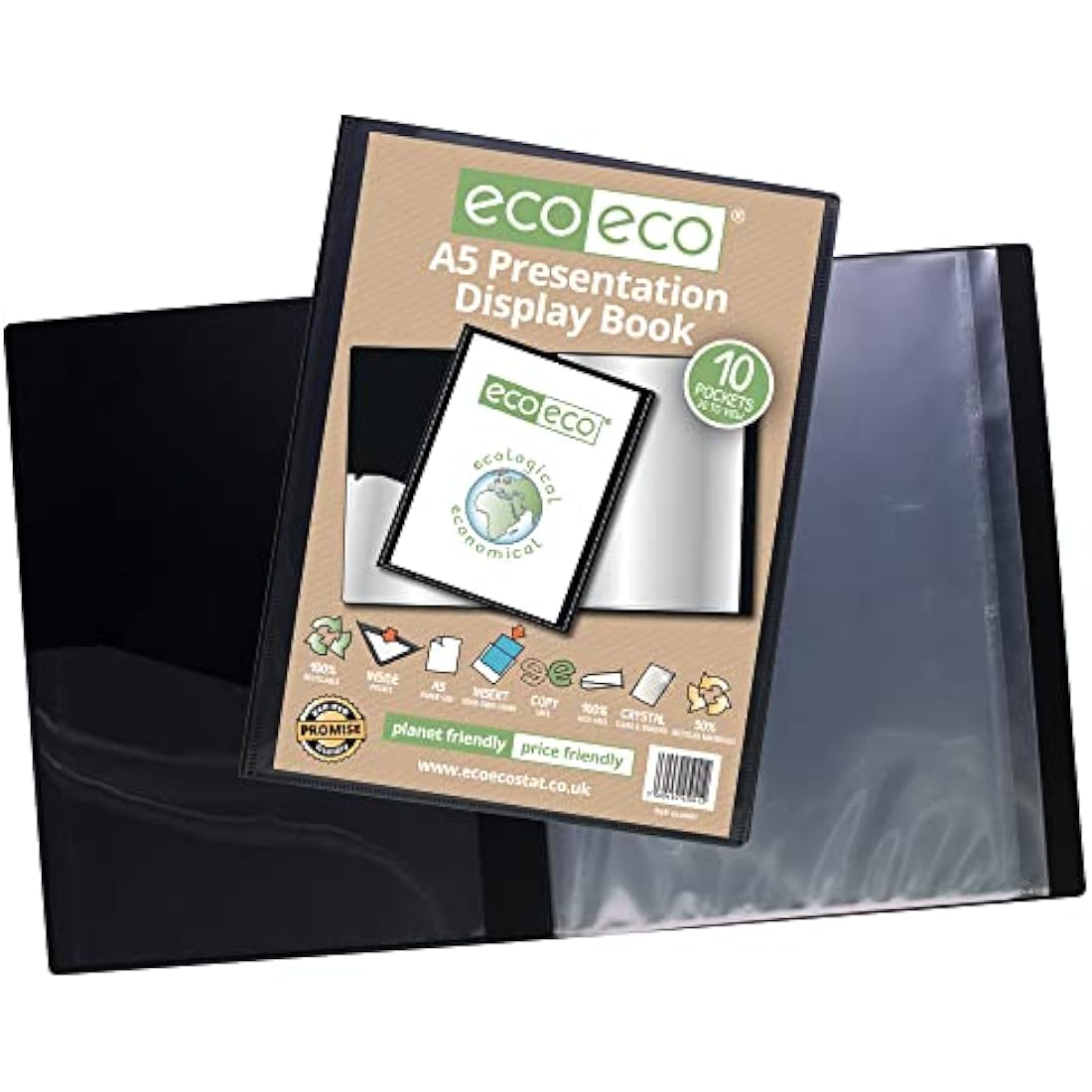 Eco-eco A5 50% Recycled 10 Pocket Presentation Display Book Folder (Pack of 12),eco041x12