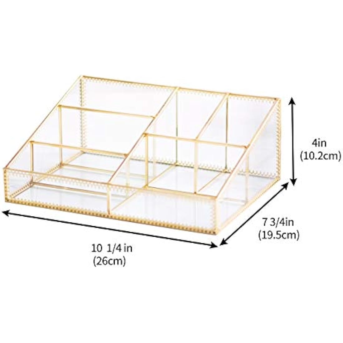 Makeup Organizer Antique Countertop Cosmetic Storage Box Glass Beauty Display, Gold Spin Large Capacity Holder for Brushes Lipsticks Skincare Toner