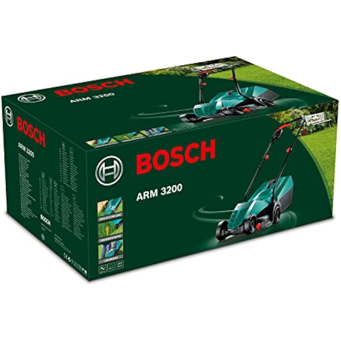 Bosch Electric Lawnmower ARM 3200 (1200 W, Cutting Width: 32 cm, with Additional Blade Included, in Carton Packaging) – Amazon Edition