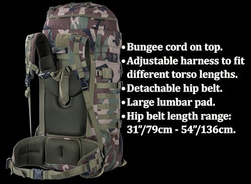 BACKFERRY 75L Tactical Backpack with Internal Frame, MOLLE, and Hydration System for Camping,Hunting,Backpacking,Hiking and Wild Adventure