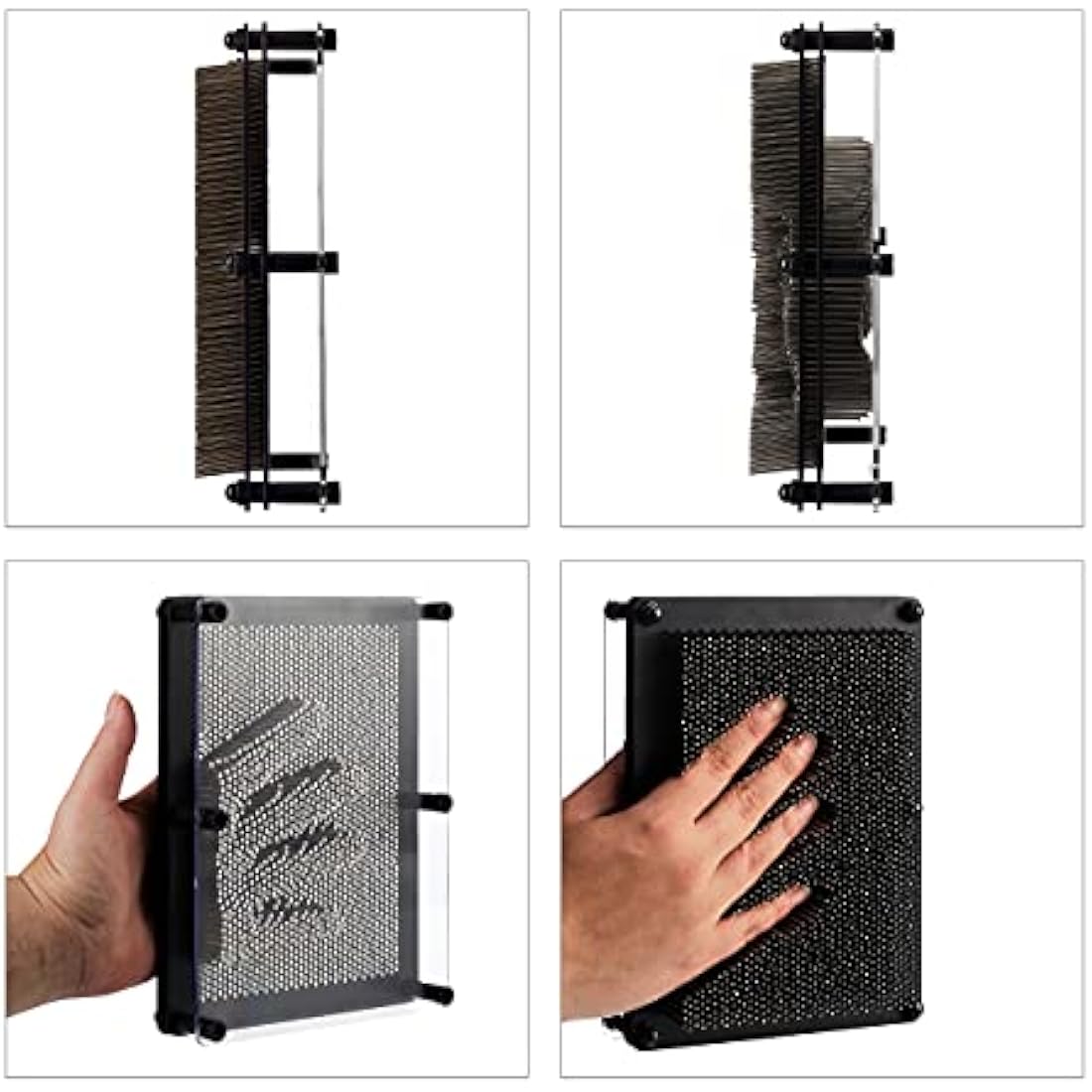 Relaxdays 3D Pin Art Impression Toy, Steel Pin Game, 13 x 18 cm, Black