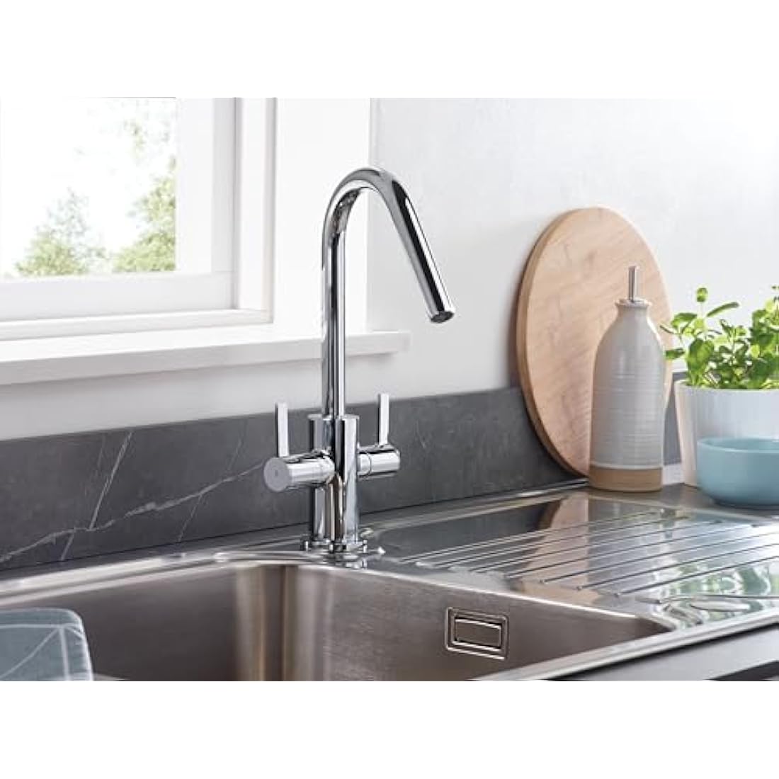 Bristan CSH EFSNK C Cashew Easyfit Kitchen Sink Mixer Tap with Swivel Spout, Chrome