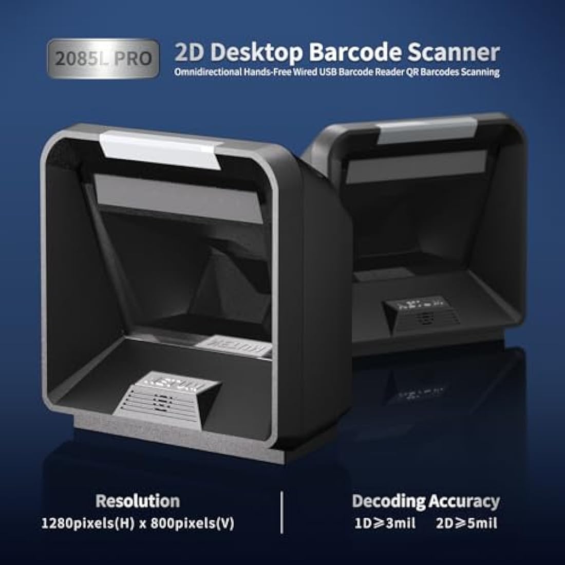 NETUM 2D Omnidirectional Desktop Barcode Scanner, Hands-Free USB Wired BarCode Reader 1D 2D QR PDF417 Barcode Reader with Megapixel High Resolution Sensor for Retail POS Supermarket NT-2085L(Pro)