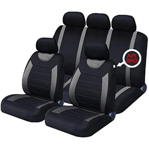 XtremeAuto® Carnaby Grey/Black Universal Car Seat Covers Set