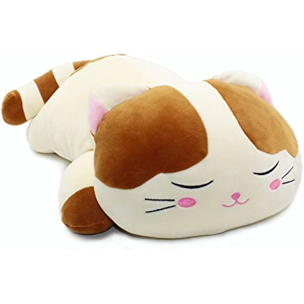 Vintoys Sleeping Cat Hugging Pillow Stuffed Animals Plush Soft Toy Brown 23.5"