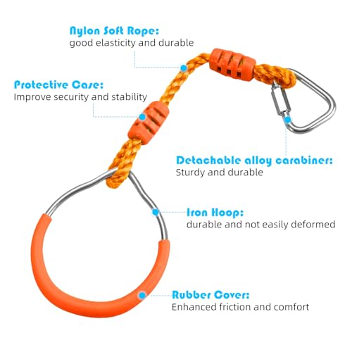 PELLOR Kids Monkey Bars and Gymnastic Rings - Multifunctional Backyard Playground Play Sets for Obstacle Ring, Trapeze Bar, Climbing Frame, and