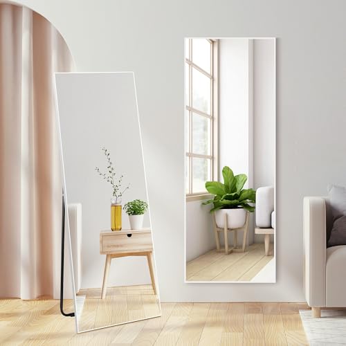 Vasemouh 140x51cm (55x20 in) Full Length MirrorsWhite Long Large Mirror for Wall Hanging or Floor Free Standing, for Bathroom Living Room
