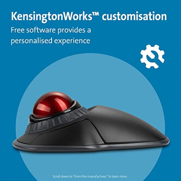 Kensington Orbit Wireless Trackball with Scroll Ring, Professional Computer Mouse with Bluetooth, (2.4GHz Wireless), Optical Tracking & AES Encryption Security, Left or Right Handed - Black (K70992WW)