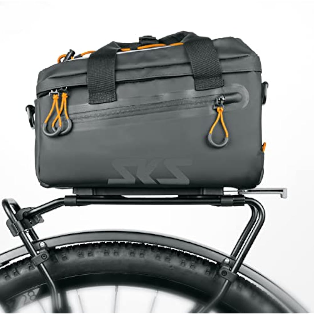 SKS GERMANY Infinity Topbag Bicycle Pannier Rack Bag (Compatible with MIK System, Waterproof Fabric, Removable Shoulder Strap, Reflective Elements, 7 Litre Capacity), Black