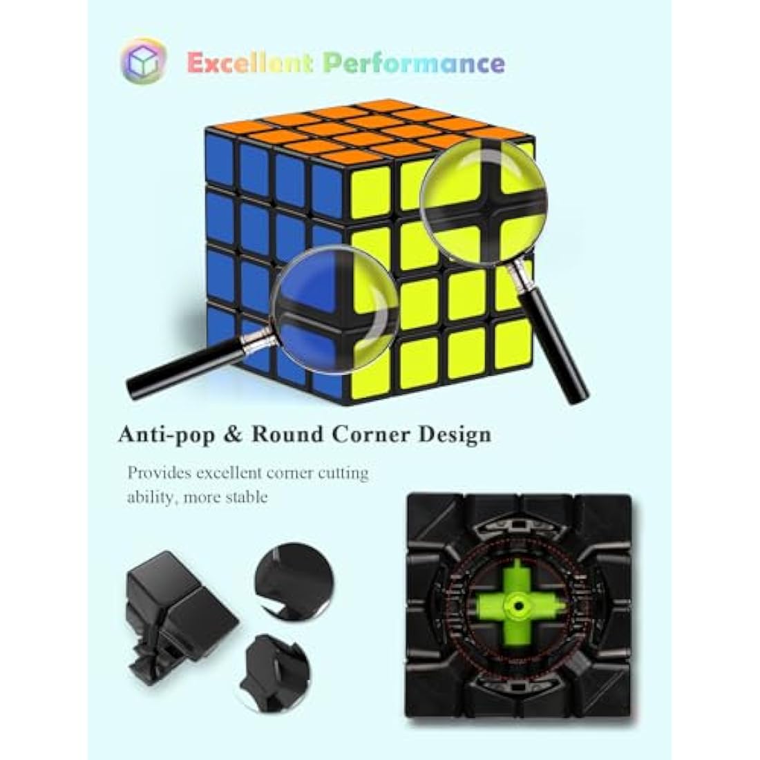 ROXENDA Speed Cube, Original Speed Cube Super-Durable Sticker with Vivid Colors (4x4x4)