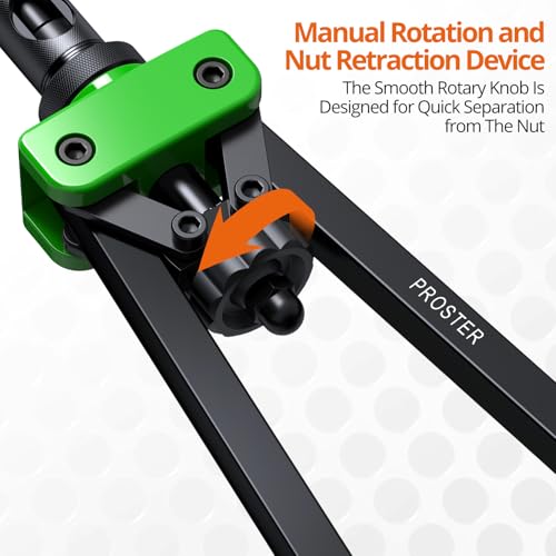 Proster Rivet Nut Tool 14" Heavy Duty Hand Rivet Nut Gun with 6pcs Metric Mandrels 150 PCS M3 M4 M5 M6 M8 M10 Nut Riveter Nut Thread Setter Kit with Storage Box Green