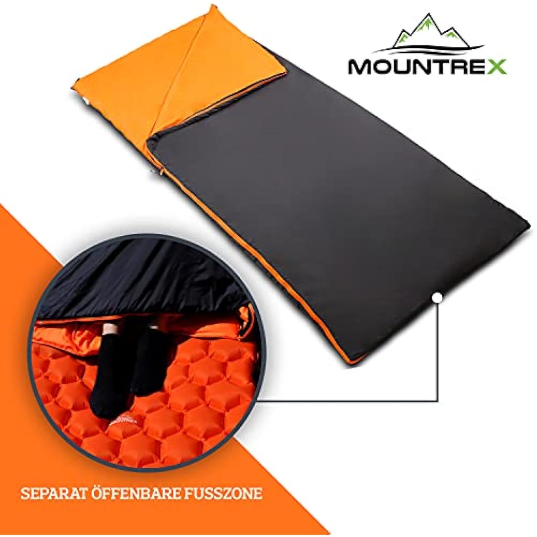 MOUNTREX® Sleeping Bag - Small Pack Size & Ultralight (700g) Summer Blanket Sleeping Bag - Camping, Travel, Festival - Adults