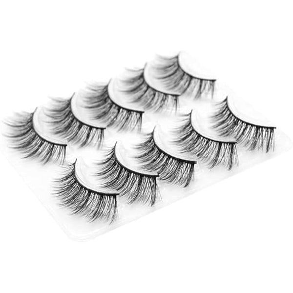 3D Faux Mink Eyelashes Natural Long Looking 5 Pairs Reusable False Lashes Soft Fluffy Full Eyes Lash
