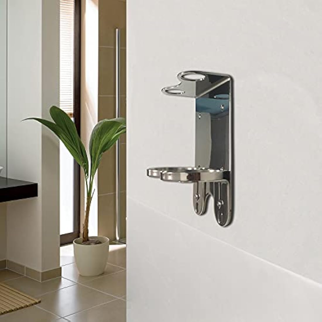 WALL MOUNT 500ML DOUBLE DISPENSER CHROME BOTTLE HOLDER Ideal for Baylis & Harding Bottles