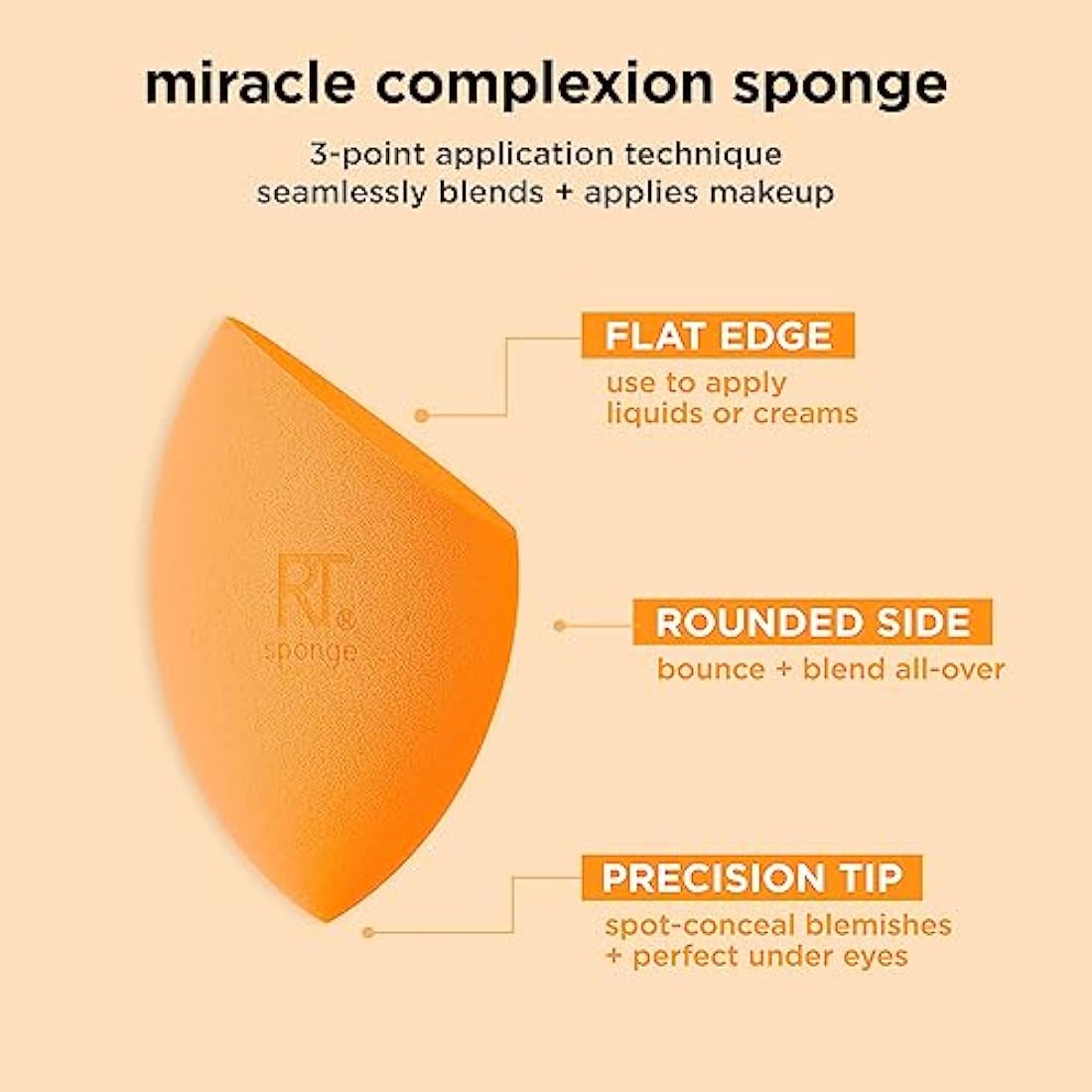 Real Techniques Miracle Complexion Sponges, Assorted Makeup Blending Sponges, Blend Foundation, Sculpt, and Conceal, Buildable Coverage, Latex-Free, 6 Count