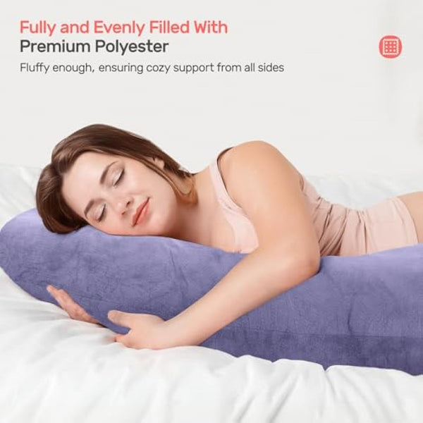 Nuliie Pregnancy Pillow for Sleeping, U Shaped Full Body Pillow Pregnancy Pillows, Maternity Pillow Support for Back, Hips, Legs for Pregnant Women, With Washable Velvet Cover (Purple)