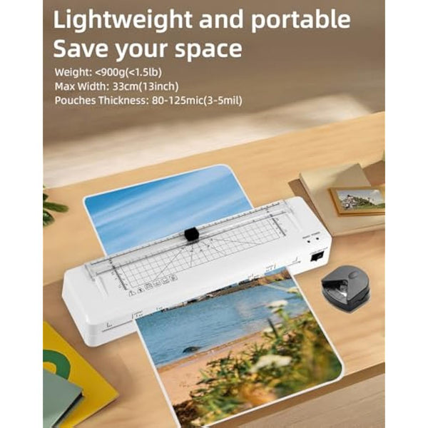 Laminator, A3 Laminator Thermal and Cold Laminating Machine with Built-in Cutter and Corner Rounder, Fast Warm-up, Lamination for Home Office School Use