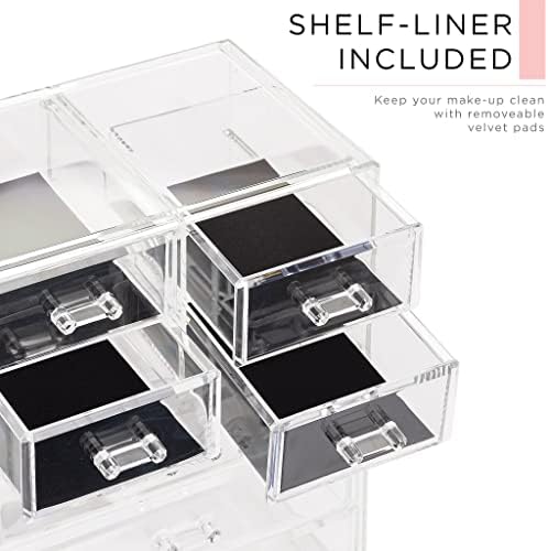 Sorbus Acrylic Cosmetic Jewelry Storage Box Spacious Design Ideal for Bathroom, Dresser, Dressing Table and Countertop