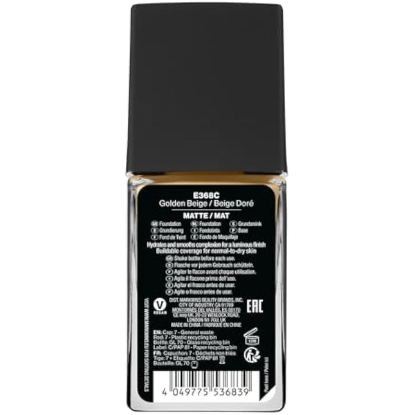 Wet n Wild, Photo Focus Foundation Matte, High-coverage Foundation with Light-adjusting Complex for a White Cast-free Effect and a Camera-ready Makeup, Matte Finish, Vegan, Golden Beige