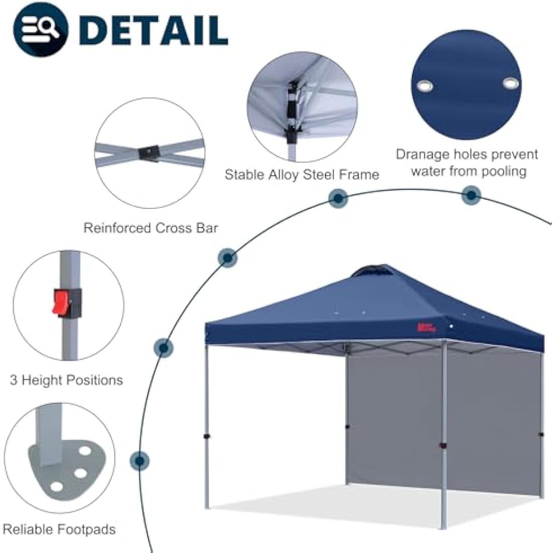 MASTERCANOPY Durable Ez Pop-up Gazebo Tent with 1 Sidewall (2.5x2.5M,Navy Blue)