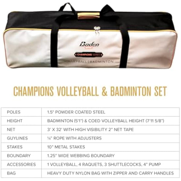 Baden Champions Volleyball Badminton Combo Set