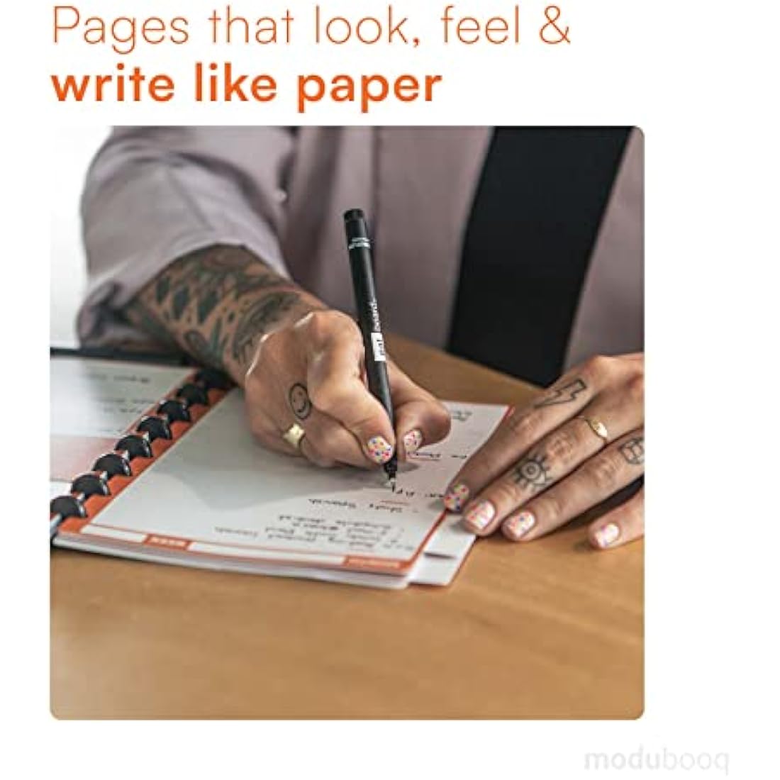 MODUBOOQ organizer, block - Modular Reusable Smart Notebook A5 - Notebook with Tabs & Discbound System - 40 modular pages with duratech3 technology - Washable and writes like paper