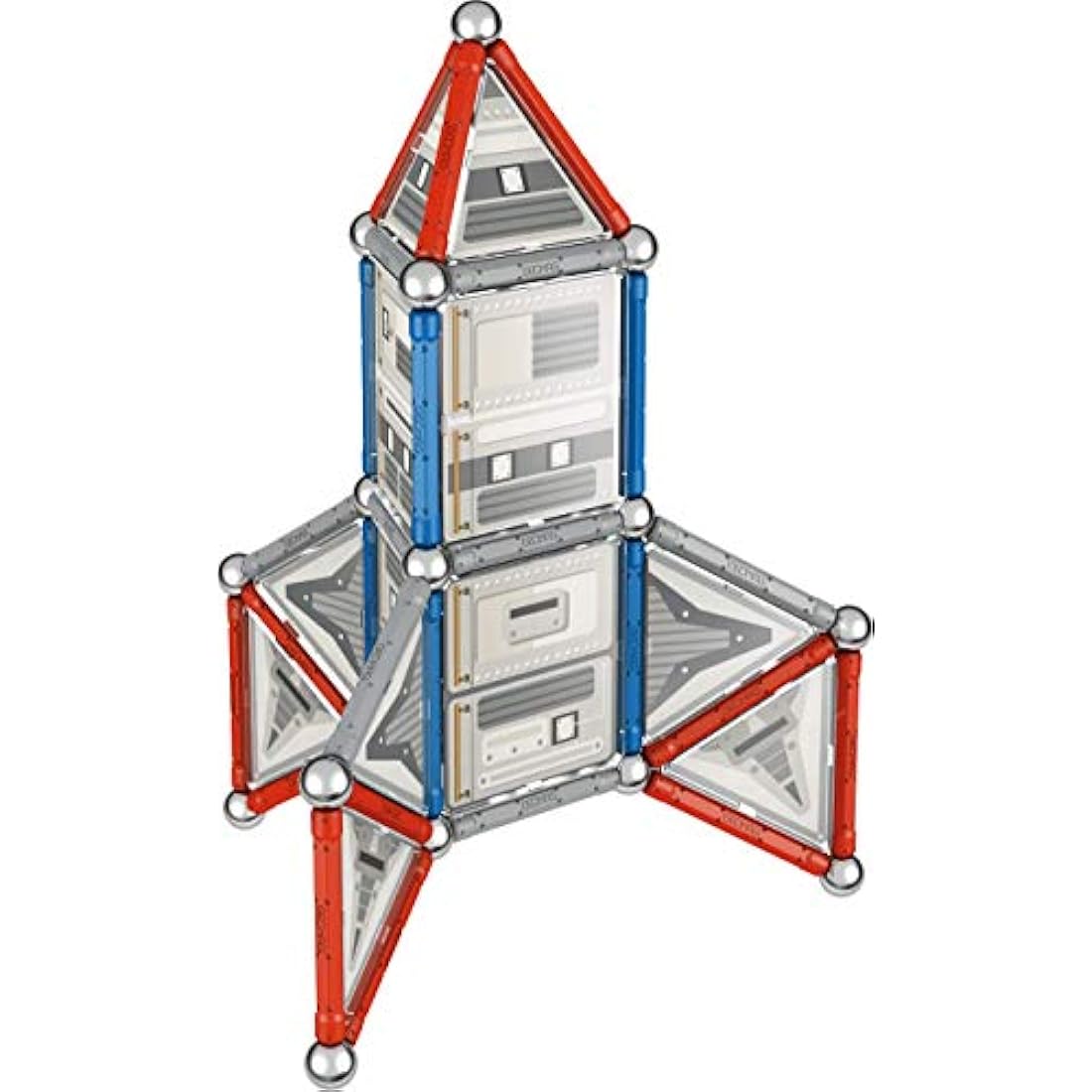 Geomag- 810 Special Edition - NASA Rocket, Magnetic Constructions, White, Grey, Red, 84 Pieces