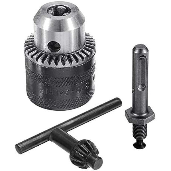 Mesee 1.5-10mm Capacity Drill Chuck SDS Plus Adapter, Mount 3/8-24UNF Quick Change Converter Impact Drive Bits Conversion Tool With Key