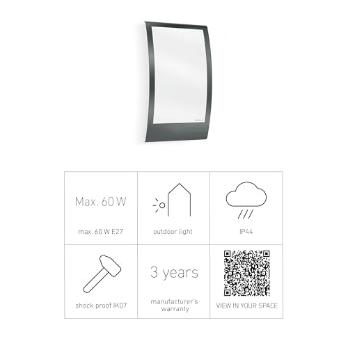 Steinel Outdoor Light L 22 Anthracite Stainless Steel Max 60 W Outdoor Wall Light E27 Socket Modern Wall Light