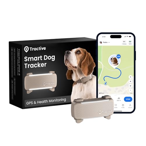 Tractive Smart Dog Tracker | 2025 Edition | Real-time GPS Tracking | Escape & Health Alerts | Vitals Monitoring | Market Leader (Black)