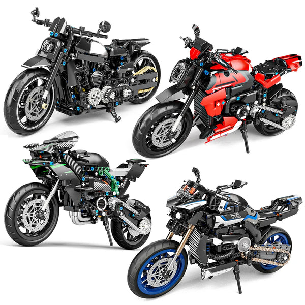 1:8 Motorcycle Building Blocks Set MOC Famous Motorbike Racing Model Kits Technical Bricks Kids Assembled Toys Children's Gifts