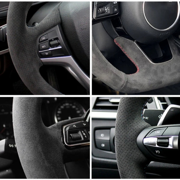 Custom Car Steering Wheel Braid Cover Soft Suede 100% Fit For Porsche 911 991 Boxster 981 Cayman Cayenne Panamera 2009 -2016