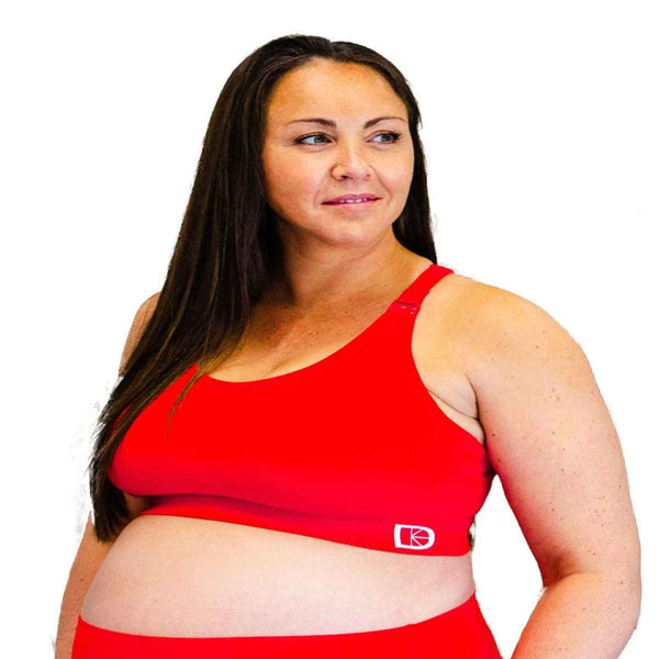 Latched Maternity & Nursing Sports Bra B-G Cup - Red