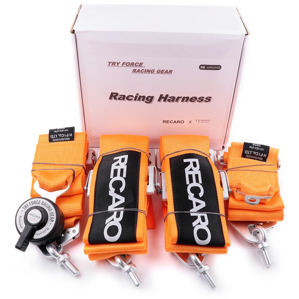 Racing JDM 4 Point 3 Inch Seat Belt Adjustable Sport Drift Snap-On Harness Quick Release Shoulder Strap Seatbelt for RECARO
