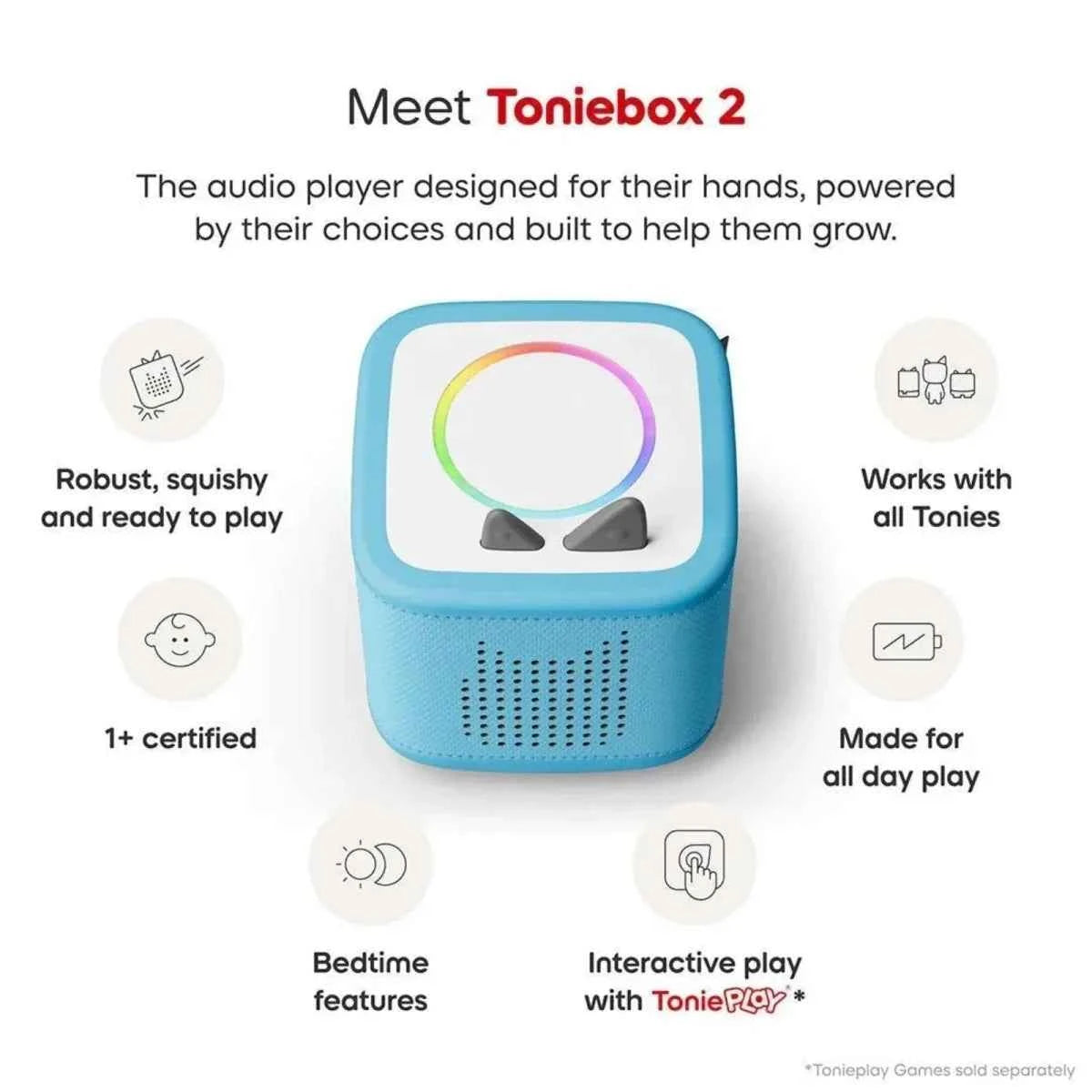 Tonies Toniebox 2 Cloud Starter Set with Creative Tonie Rubie - Sky Blue