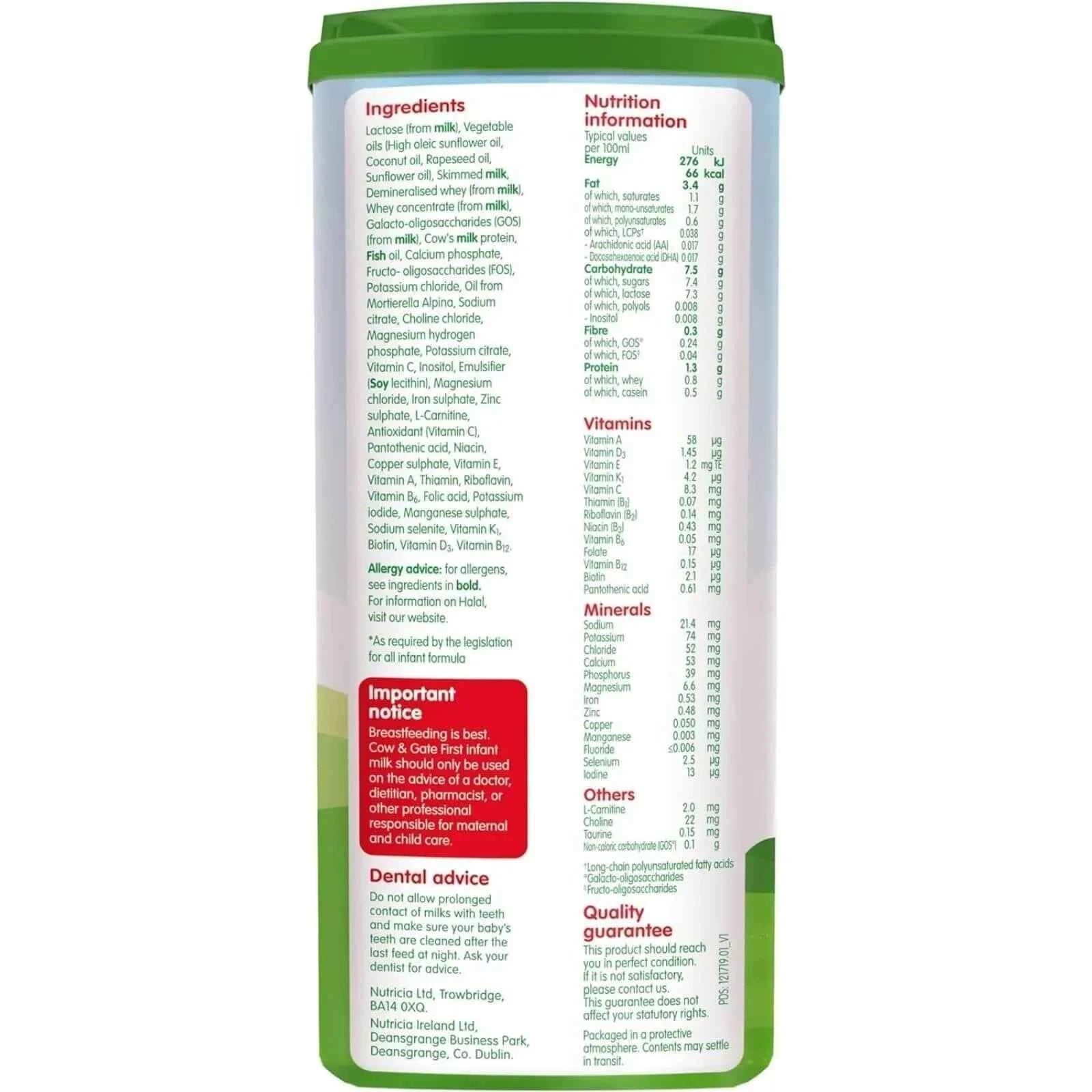 Cow & Gate 1 First Infant Milk Formula 0-6 months 800g