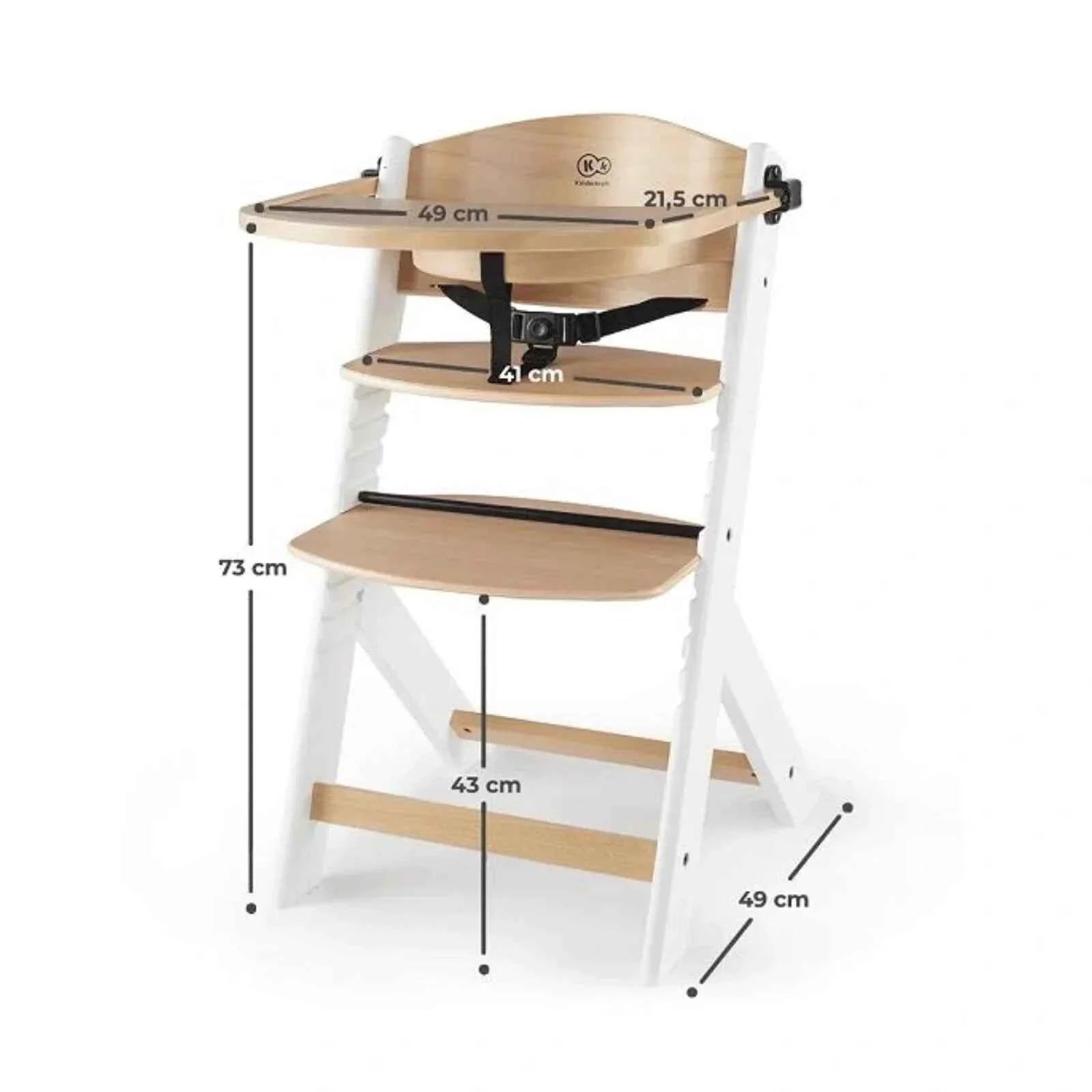 Kinderkraft Enock Wooden Highchair - Wooden White