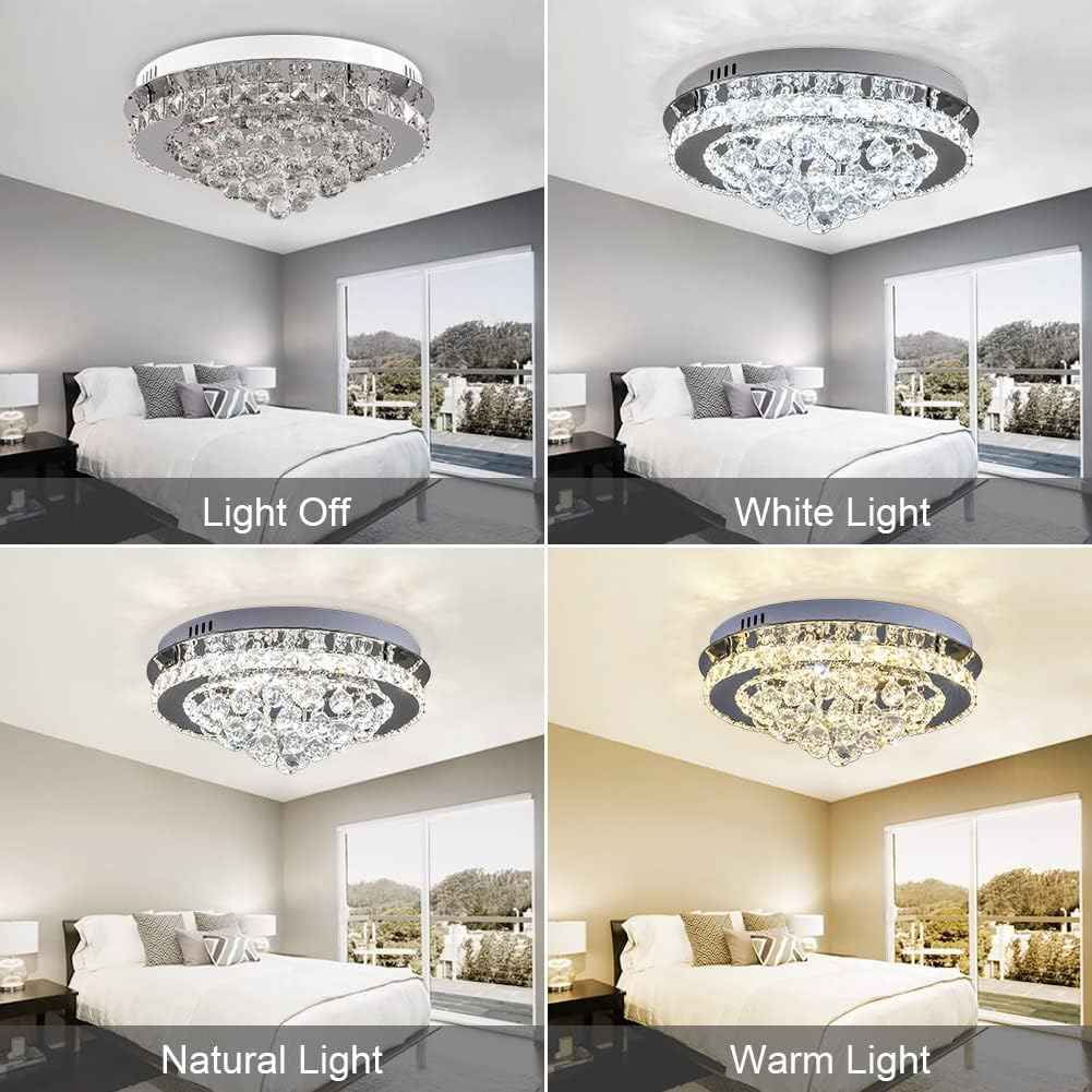 36W Dimmable Crystal LED Ceiling Light 40cm with Remote, 3000K-6000K