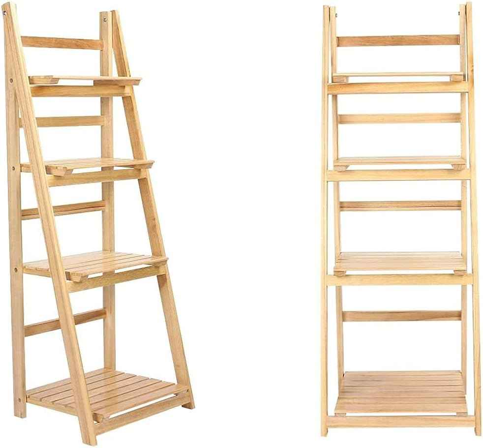 4-Tier Wooden Ladder Plant Stand – Foldable Flower Shelf, 112cm Height