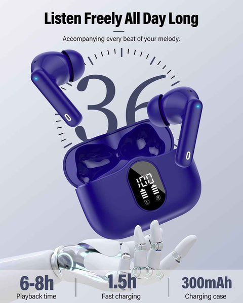 Wireless Earbuds Bluetooth 5.3 Deep Bass 36H Playtime Noise Cancel Btootos