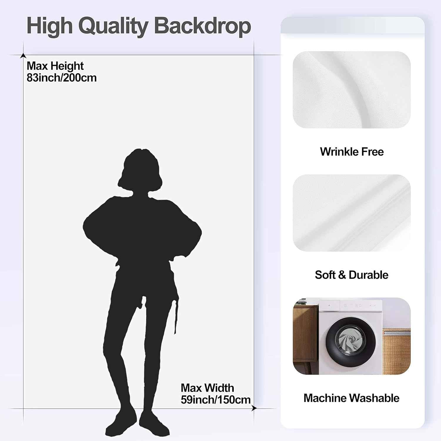 White Photography Backdrop 1.5x2m with T-Stand 1.5x2.6m Studio Kit EMART