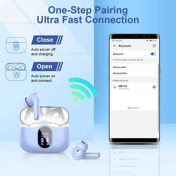 Wireless Earbuds Bluetooth 5.3 Deep Bass 36H Playtime Noise Cancel Btootos