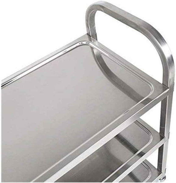 3 Tier Catering Trolley Stainless Steel with Locking Wheels 75x40x83cm Nisorpa