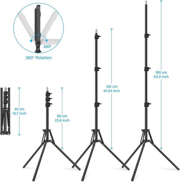 Video Lights 2-Pack LED with 63" Tripods Dimmable USB Studio Kit Obeamiu