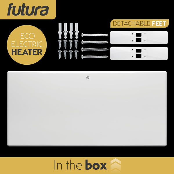 2000W White Electric Radiator Heater with Thermostat Wall Mounted Futura