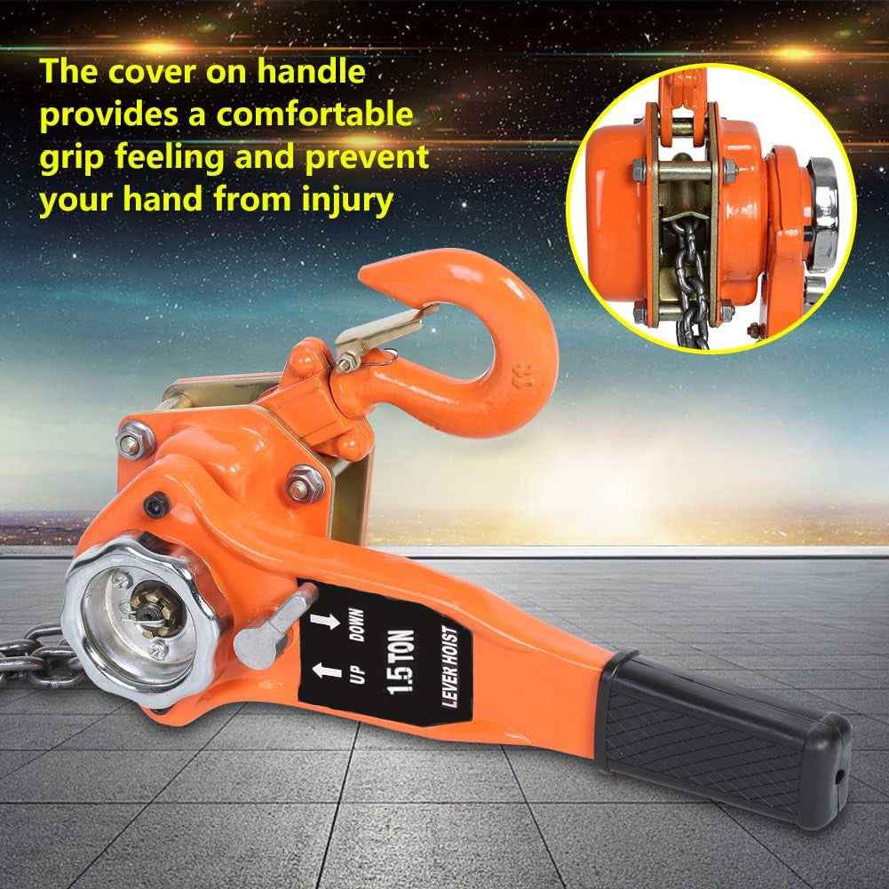 1.5T Hand Chain Hoist Galvanised Steel Pulley 360 Degree Hook Brake System