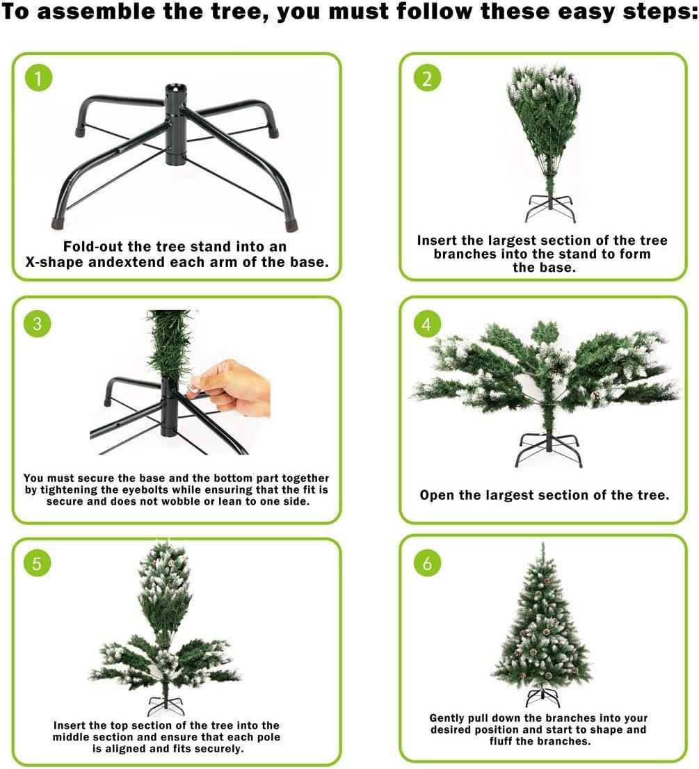 Artificial Christmas Tree 5FT Fold Out with Snow Pine Cones Indoor GIGALUMI